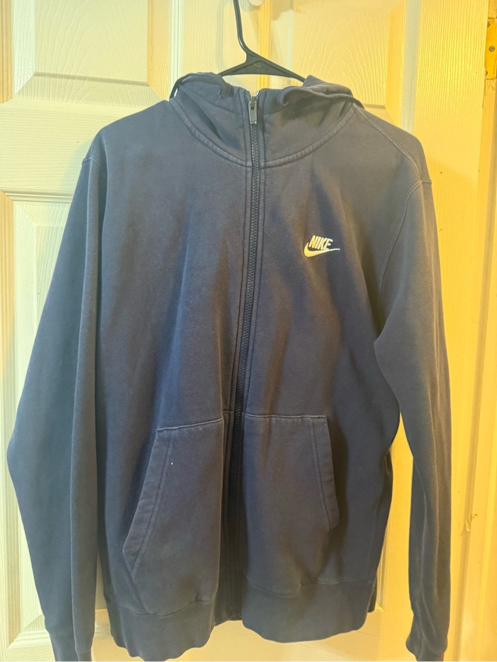 Nike Kids Navy Full‑Zip Hooded Sweatshirt with White Logo